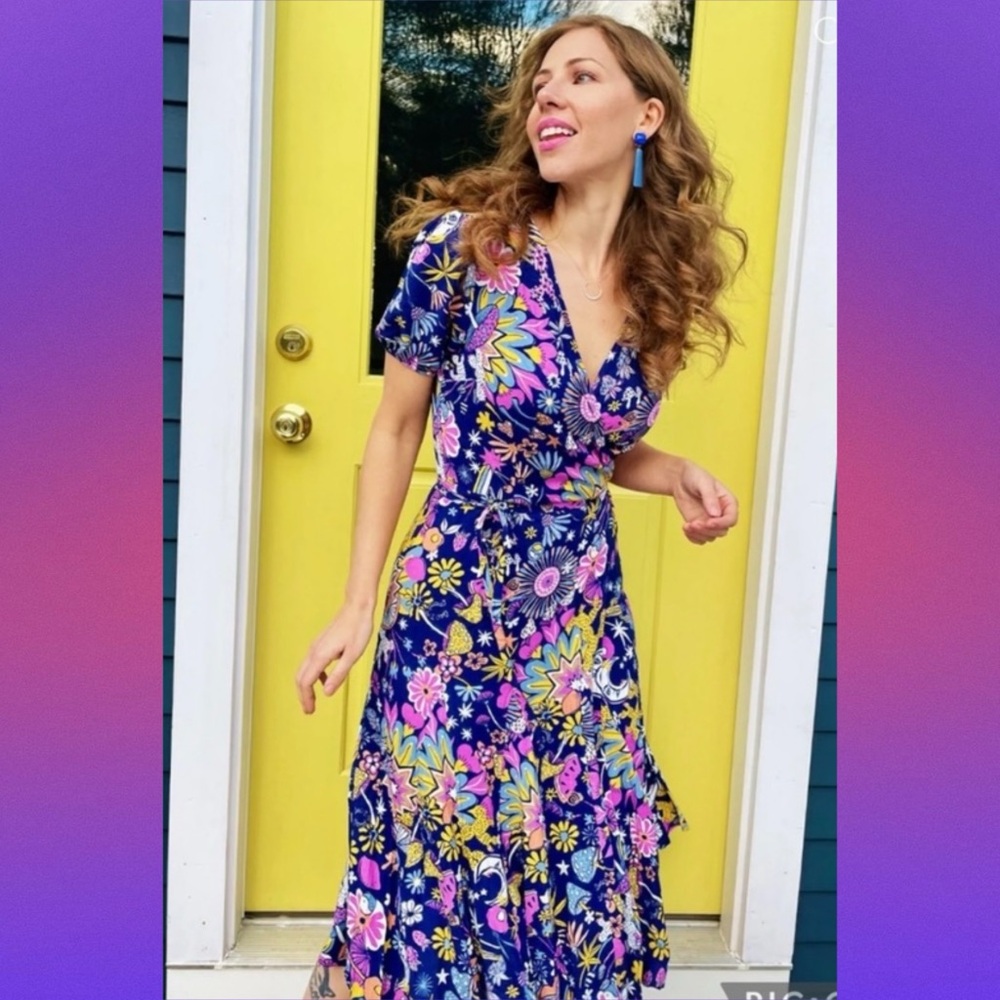 modcloth • kaleidoscopic mushroom dreamscape midi wrap dress 2